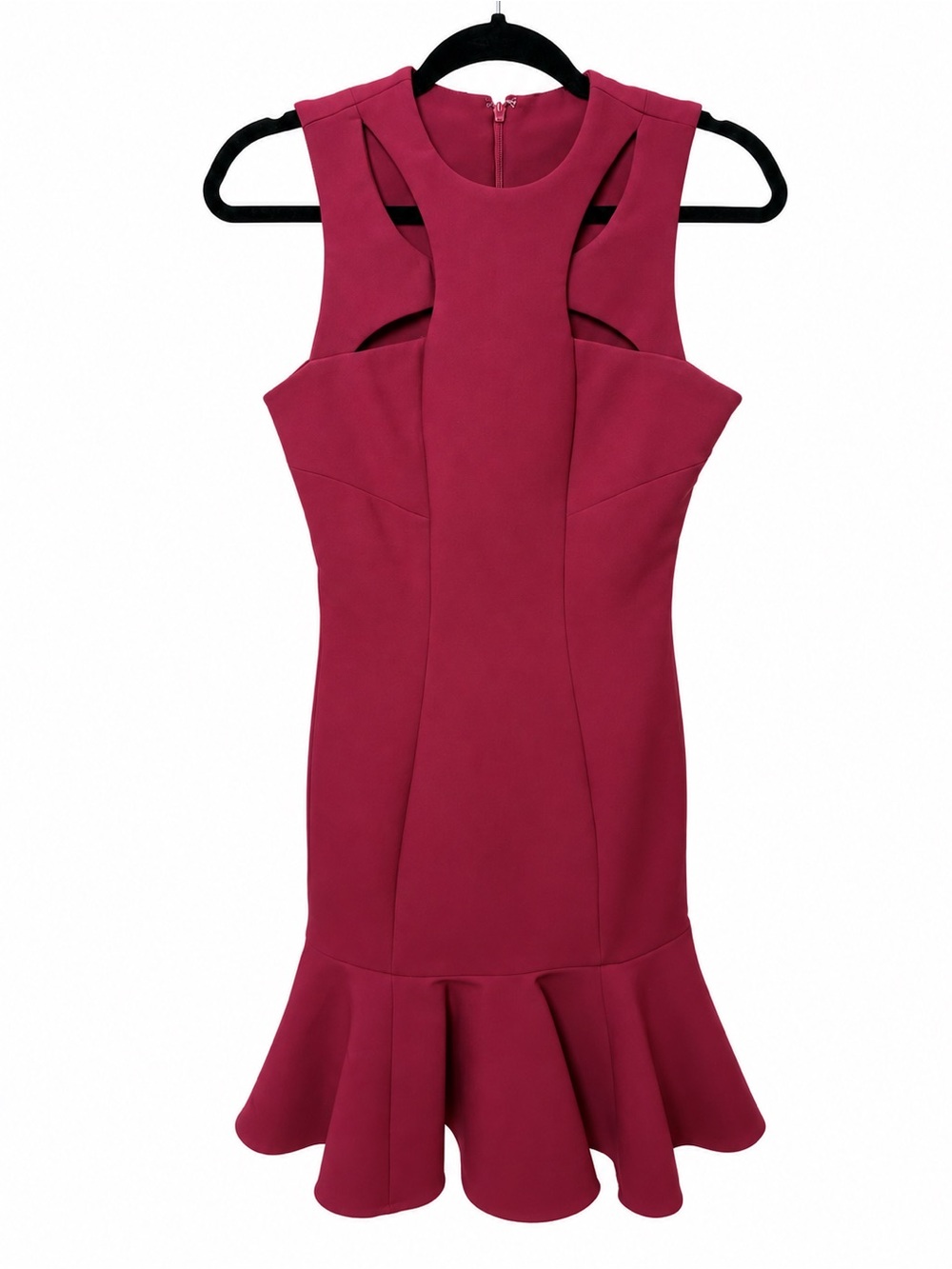 Cinq à Sept Crimson Cutout Flounce Hem Cocktail Dress Size 0